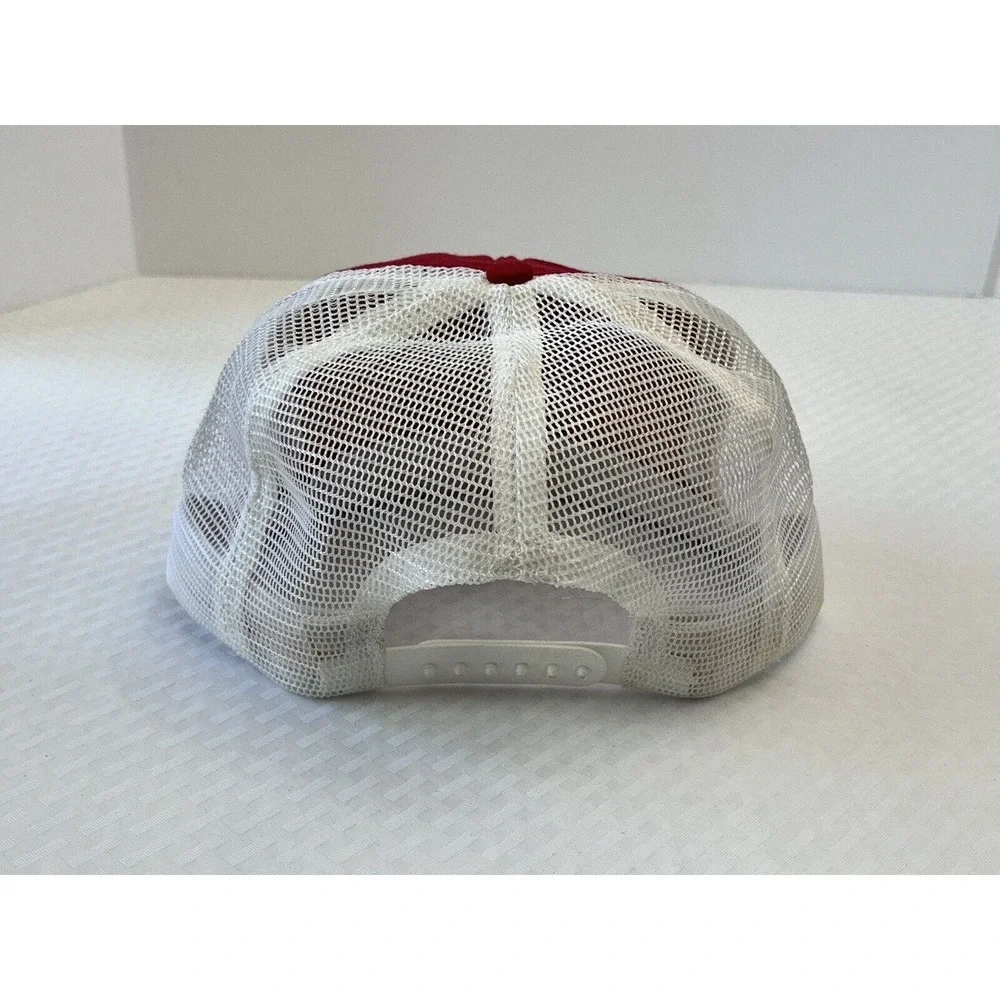 Vintage Budweiser Beer Patch Trucker Hat - Red / White Snapback Cap Made in USA - Picture 6 of 14